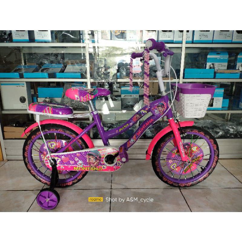 Sepeda mini anak perempuan 16" Montana aria sepeda anak perempuan 16 inchi