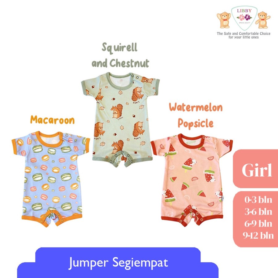 Libby Premium Jumper Segiempat Motif Boy &amp; Girl / Romper Bayi