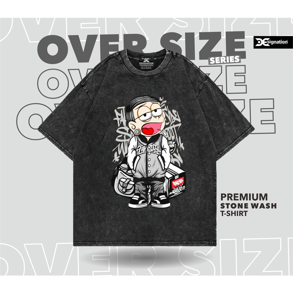 Designation - Kaos DORAEMON NOBITA Stone Wash Oversize / Tshirt  MANGA CARTOON FILM Distro Murah / W