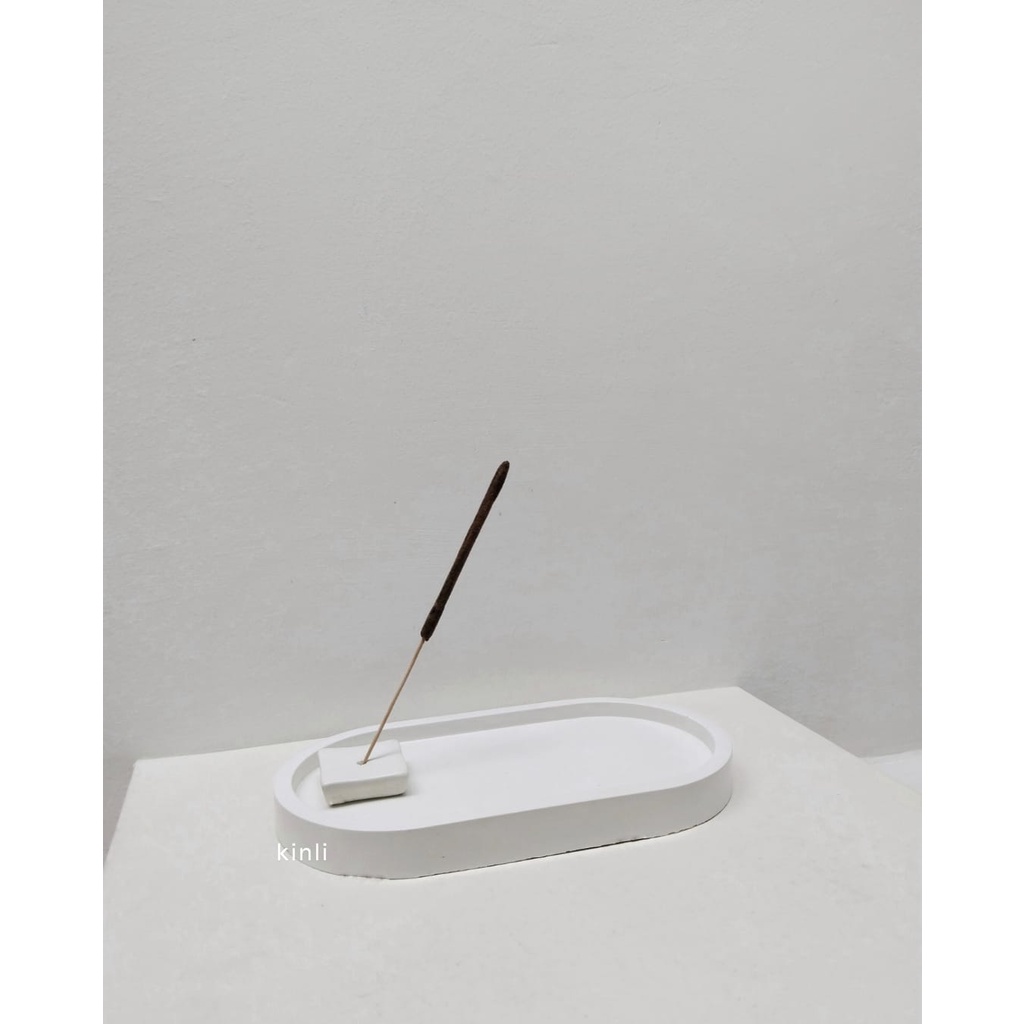 petite blanc concrete incense stick holder tempat dupa