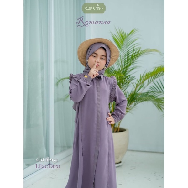 ❣️ROMANSA Girl Abaya set Pasmina & Khimar warna LilacTaro Edisi Sarimbit 2023 by RuniaHijab✔️ The Ka