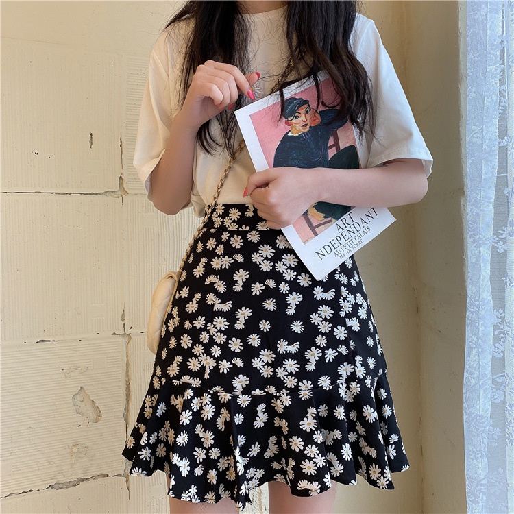 MOOGU ♡ Rok pendek daisy chiffon mini rok fashion dres wanita