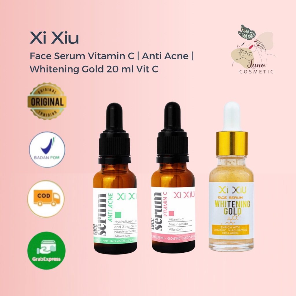 Xi Xiu Face Serum Wajah Xixiu Anti Acne Vit C Gold Whitening - Netto 20 ml