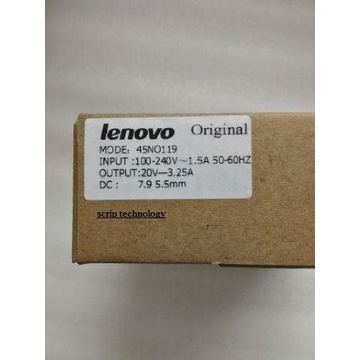 Adaptor/Charger Laptop Lenovo 20v - 3.25a Original 100% (Bulat Jarum)