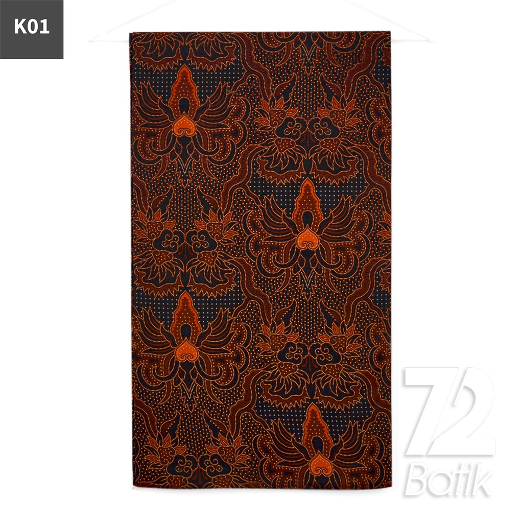 KAIN BATIK KATUN Premium Motif Mahkota Warna Merah Hitam 723009 Cap 72IL Jarik Jarit Samping Kebat Panjang Batik Katun Modern Premium Bahan Seragam Batik Pernikahan Kantor Keluarga Murah Kamen Jadi Batik Bali Lembaran