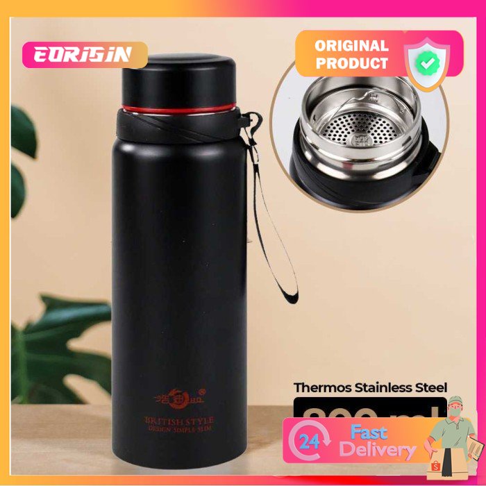 Botol Minum Tumbler Starbuck HAODI Thermos Kopi Termos Air Panas 800ml - Hitam