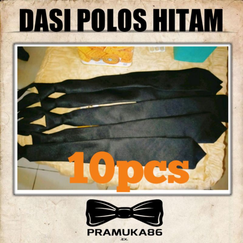 (10pcs) Dasi Hitam Polos - Dasi Instan - Dasi Ospek - Dasi Training