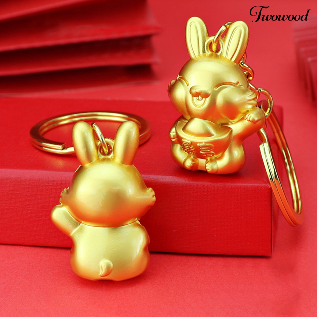 Twowood Rabbit Key Chain Kartun Gaya China Tiga Dimensi Serba Guna Realistis Look Hias Hadiah2023Musim Semi Festival Kelinci Lucu Tempat Gantungan Kunci Mobil Untuk Liburan