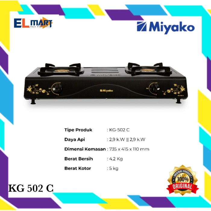 Miyako Kompor Gas 2 Tungku KG 502 C 502C KG 502C Gas Stove Burner