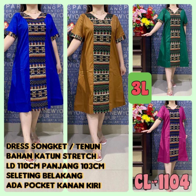 dress katun stretch/dress songket/dress batik jumbo/dress bigsize