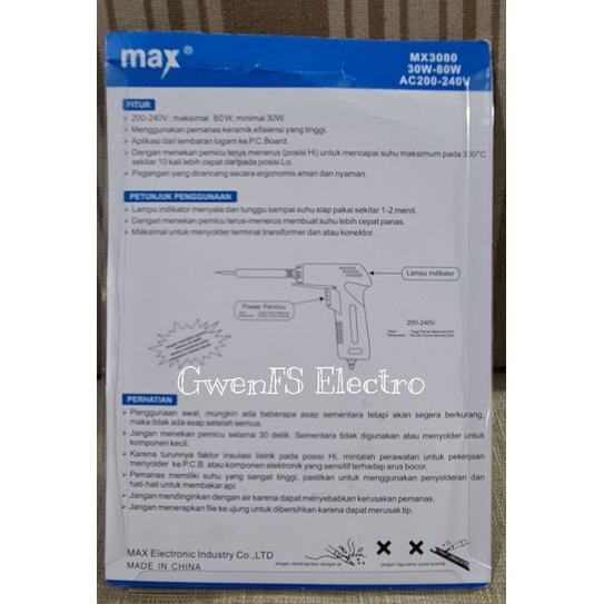 Solder Tembak MAX 30W-80W Ori