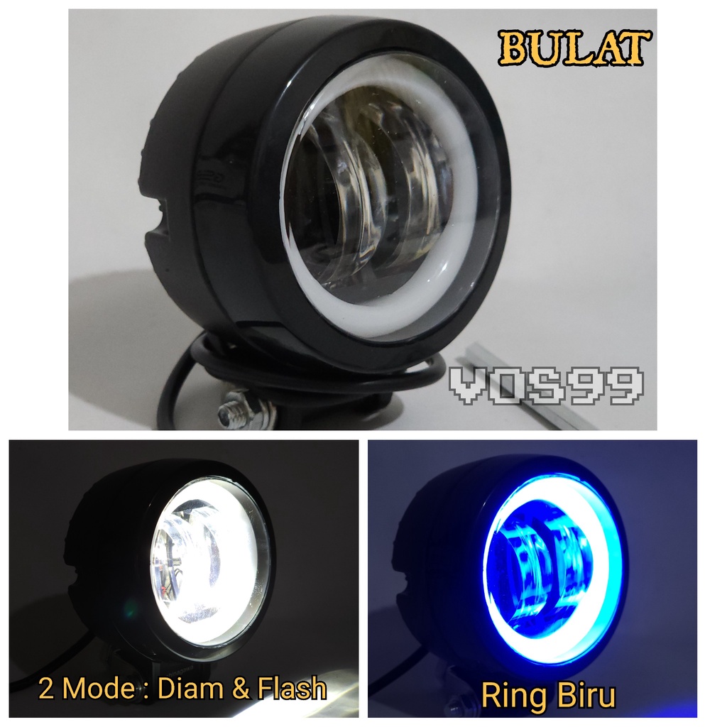 LAMPU TEMBAK DAYMAKER 2 LENSA LED MODEL KOTAK &amp; BULAT COLOR WHITE BLUE