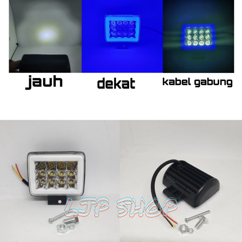 LAMPU TEMBAK CWL DAYMAKER 12 LED PLUS SENJA BIRU 36 WATT MOTOR MOBIL