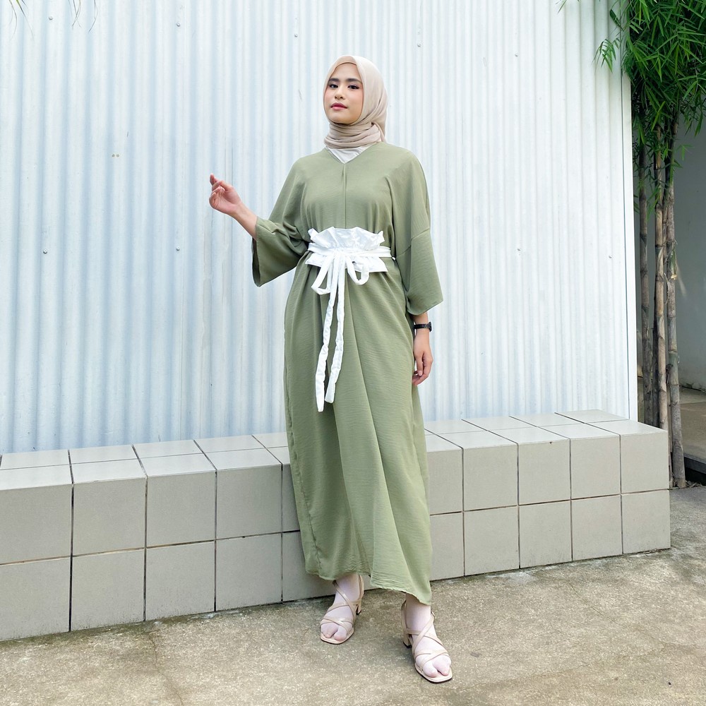 Mybamus Deby Kaftan V Neck – Kaftan Wanita – Gamis Polos Wanita – Kaftan Kekinian