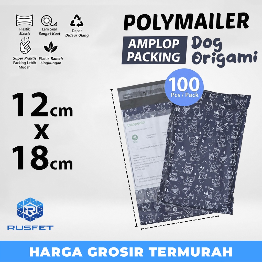 

Amplop Packing Polymailer 12x18cm Dog Origami Polimailer Pack