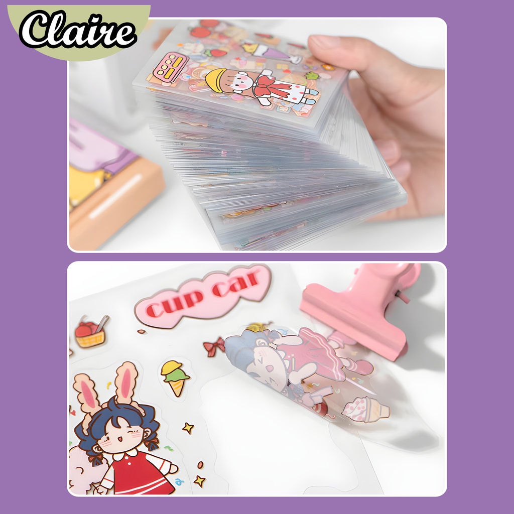 Stiker Kartun Aesthetic 2D 100 Lembar / Stiker Anak Lucu 100 Lembar