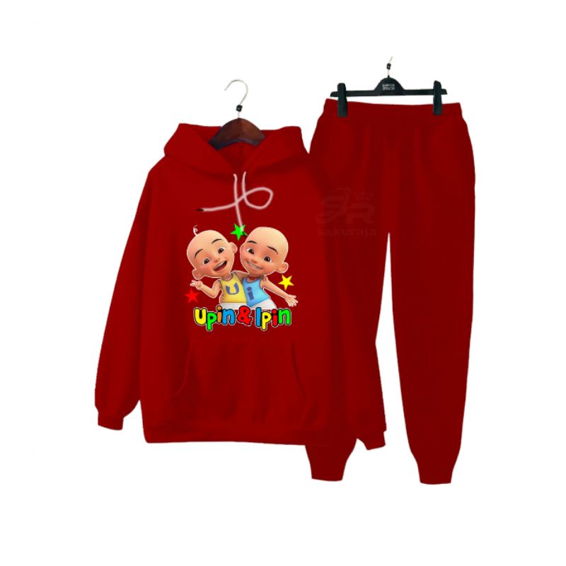 setelan hoodie anak karakter Upin Ipin Lucu/umur 3-13 tahun