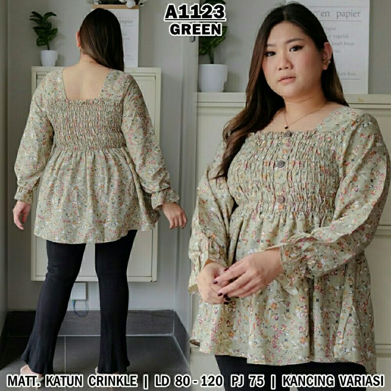 A1123 Atasan Top Jumbo Manika Katun Crinkle
