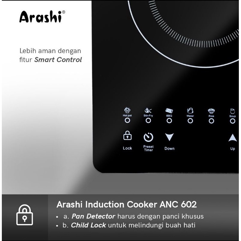 induction Stove ARASHI ANC 602 - kompor induksi multi fungsi