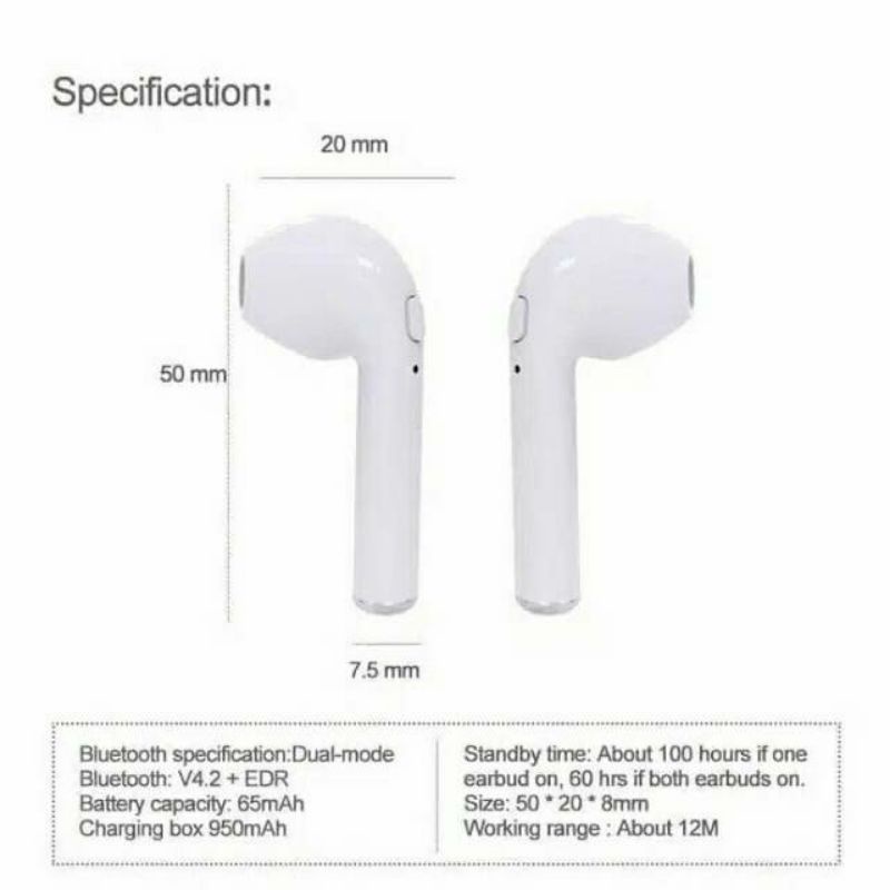 HEADSET BLUETOOTH  EARPHONE HENSET  i7S TWS