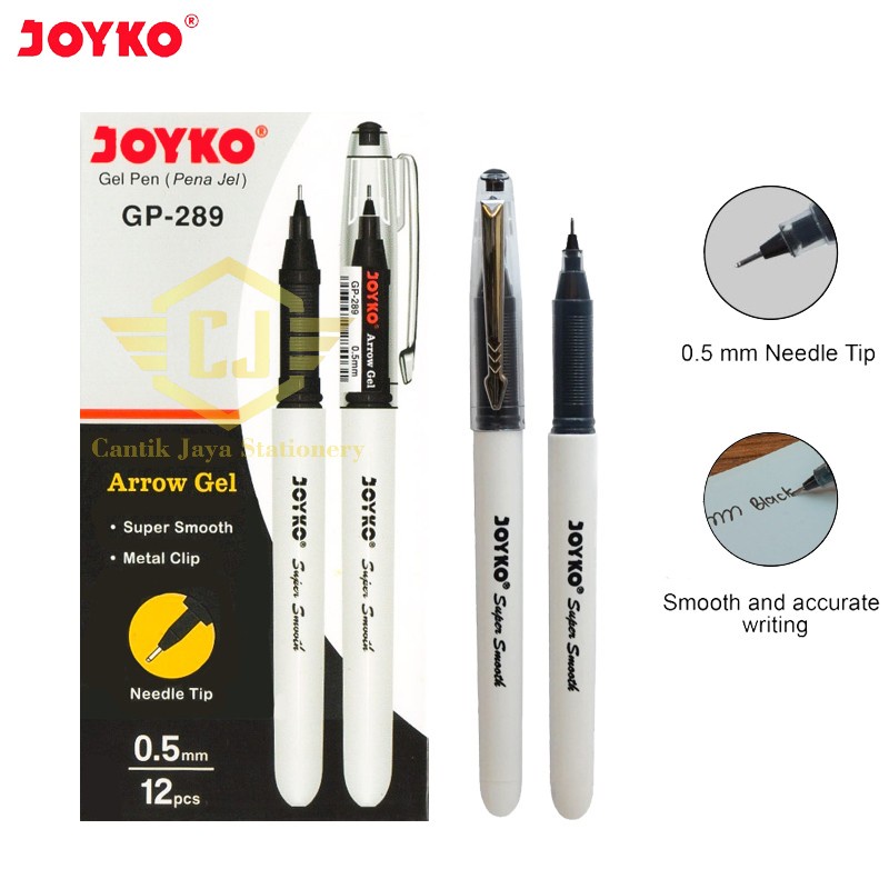 

[ 1 BOX / 12 PCS ] Gel Pen Pulpen Pena Joyko GP-289 Arrow Gel 0.5 mm