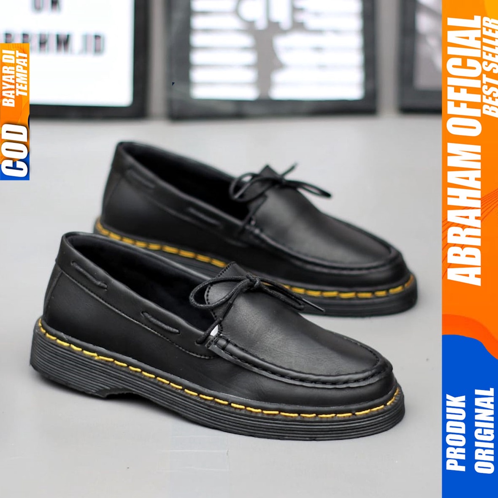 Sepatu Loafers Docmart Formal Pantofel Kerja Pria Hitam Abraham TORETO