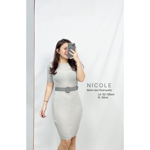 DRESS WANITA CEWEK RAJUT NICOLE FASHION LENGAN PENDEK KEKINIAN