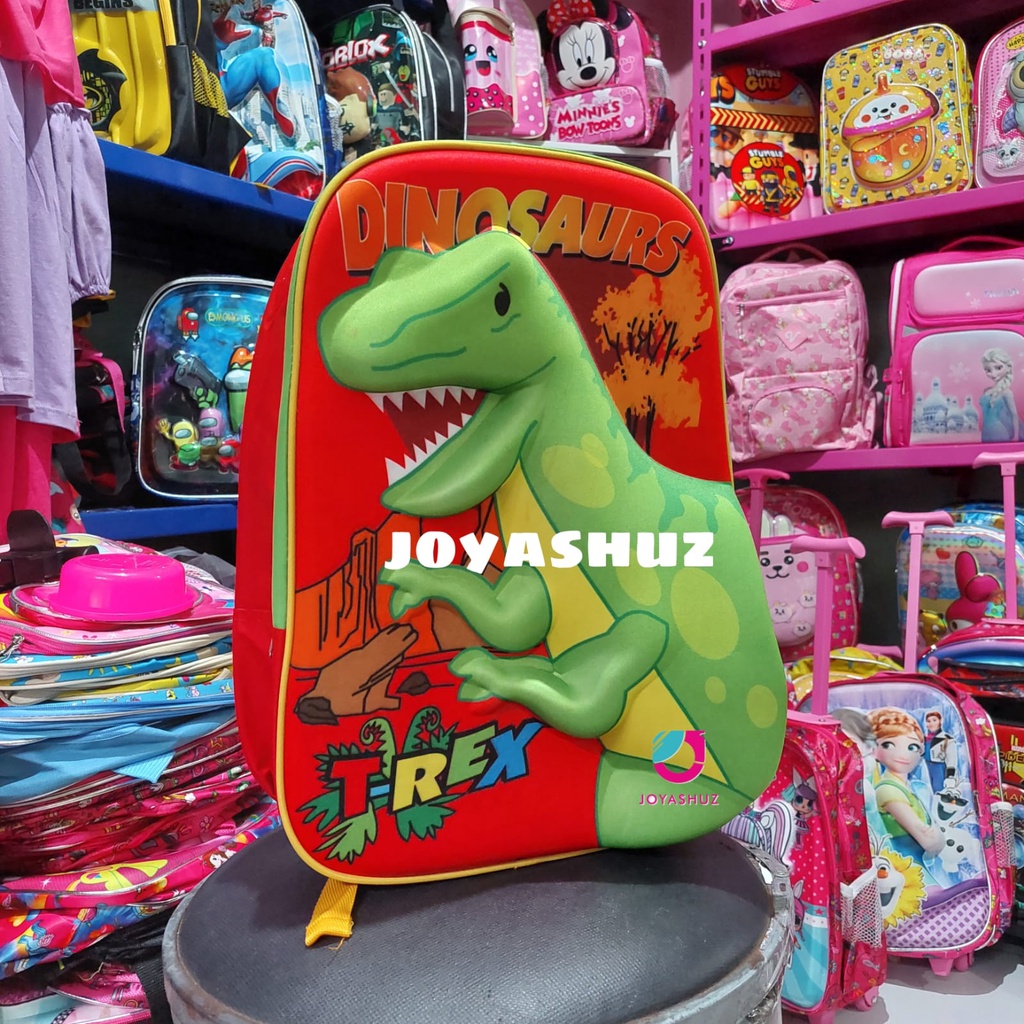 Ransel Anak Laki-laki - Tas Anak Karakter Dino - Ransel T-Rex 3D - Tas Gratis Bonus - Ransel Dino Saurios - Dinosaurs