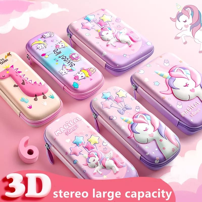 

Kotak Pensil 3D Import Motif Lucu Untuk Anak Sekolah Tempat Pensil Motif Timbul Resleting Unicorn