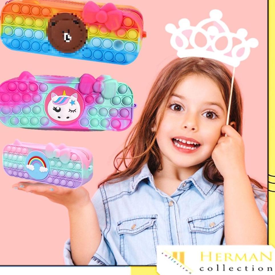 

[PRODUK LB6ZT] HC Kotak Pensil Pop It Rainbow Tempat Pensil Popit Karakter Macaroon Tempat Penyimpanan Alat Tulis Anak Warna Warni EJJ