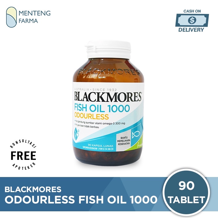 Blackmores Odourless Fish Oil 1000 Mg - Isi 90 Kapsul Lunak