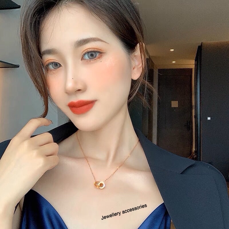 Kalung Titanium Gold Mata Tanam Korea Elegan Fashion Style Premium