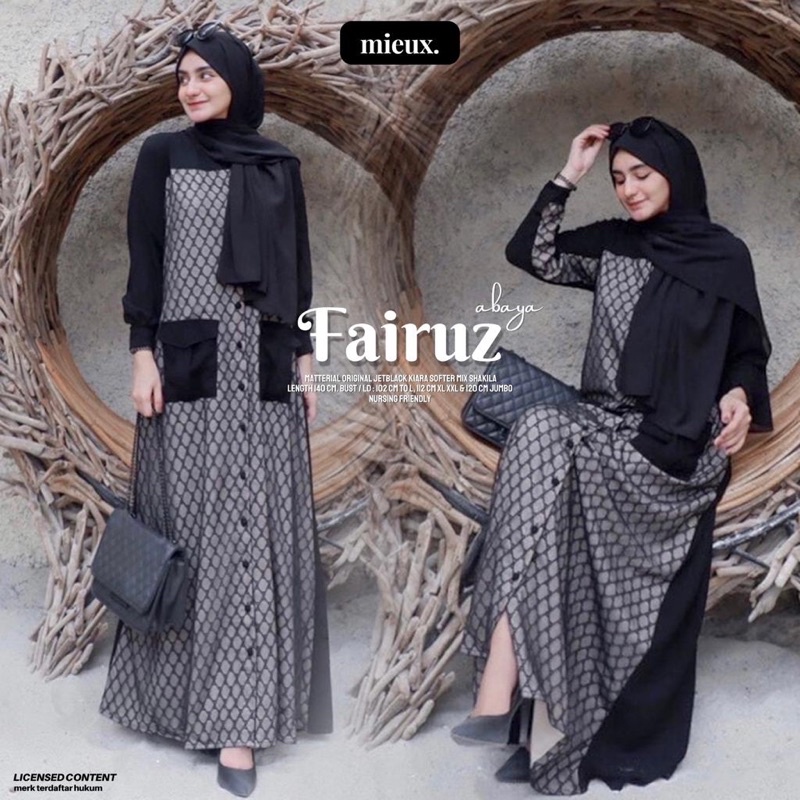 FAIRUZ ABAYA JETBLACK Mewah Original By Mieux