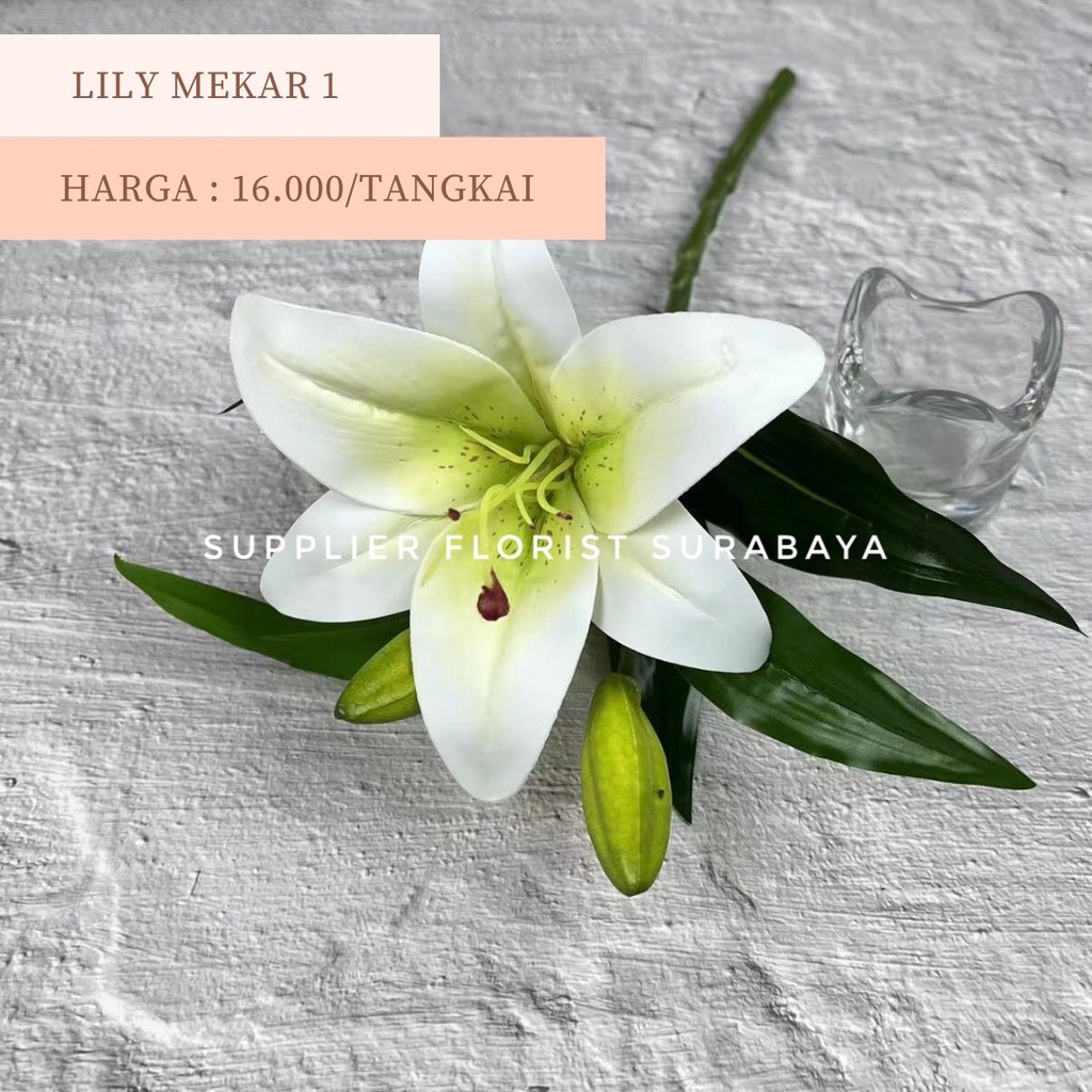 KEPALA LILY KEPALA BUNGA LILY BUNGA PALSU LILY REAL TOUCH MIRIP ASLI LILY LATEX ARTIFICIAL FLOWER BUNGA HIAS DEKORASI DECORATION DIY BUKET BUNGA FLORIST