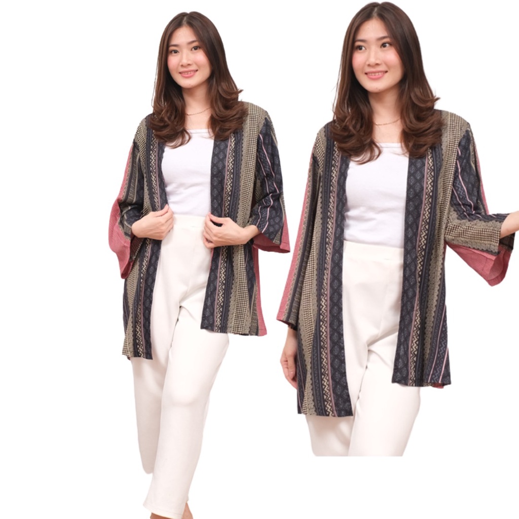 Cardigan Kimono Oversize Batik, Outer Kimono cardigan Wanita Katun