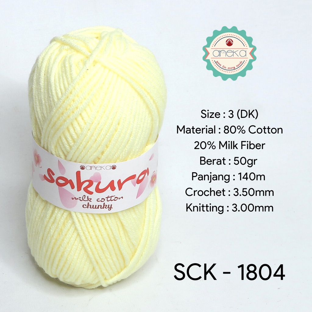 Benang Rajut Katun Susu Sakura Milk Cotton Chunky - 1804