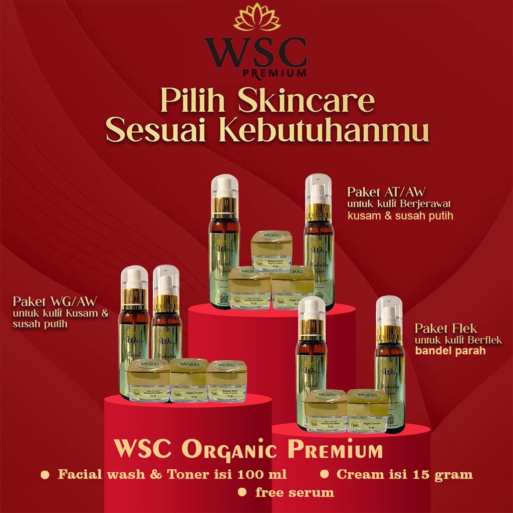 New wsc organic premium paket sultan isi cream 15 gram untuk kulit susah putih jerawat dan flek hita