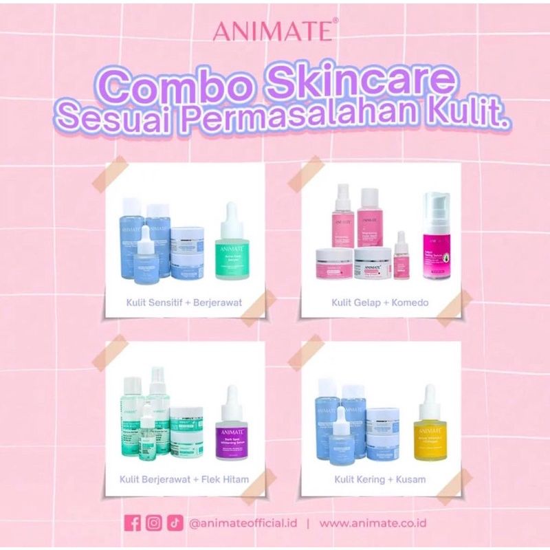 PAKET ANIMATE SKINCARE / Animate whitening instan glow / Animate Acne / Animate Barrier