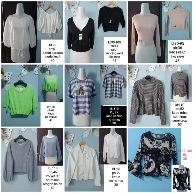 thrift croptop atasan wanita termurah