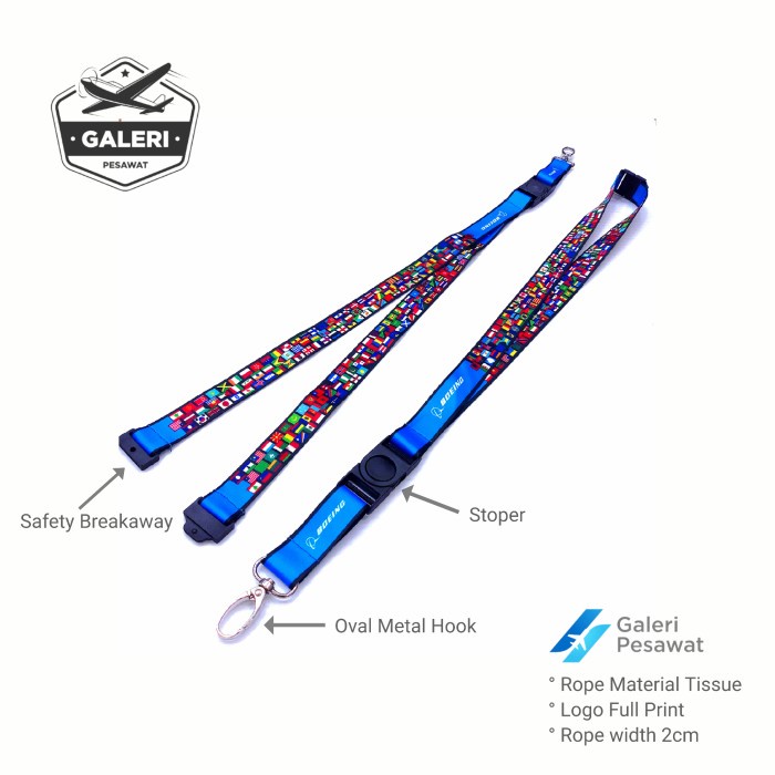 

SPECIAL Lanyard / Gantungan Tali ID Card Boeing Bendera Code 1100