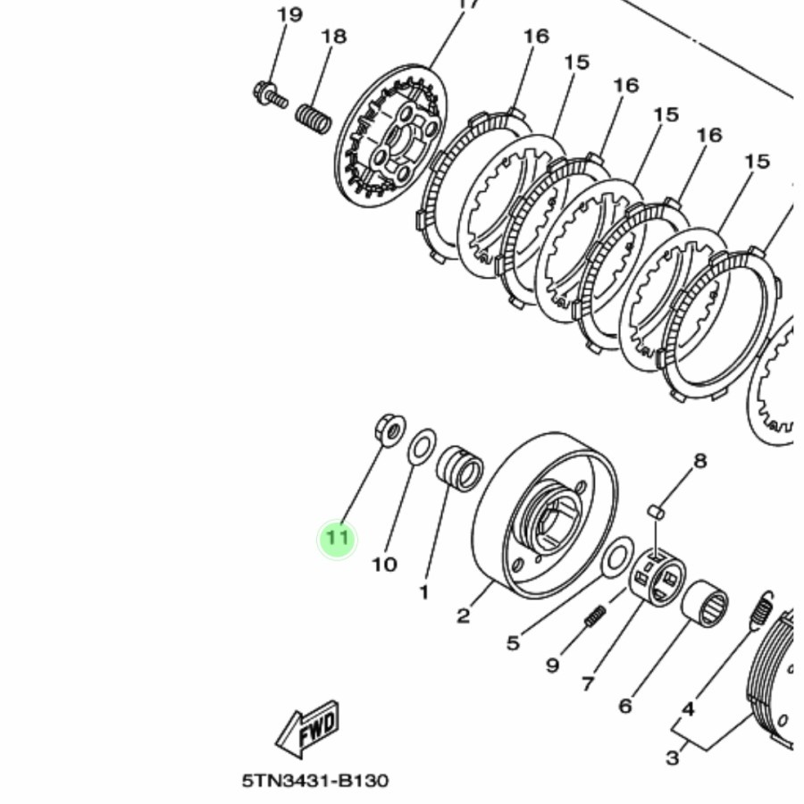 NO 11 MUR RUMAH MANGKOK KAMPAS GANDA JUPITER Z 110 2003-2009 BURHAN ORIGINAL YAMAHA