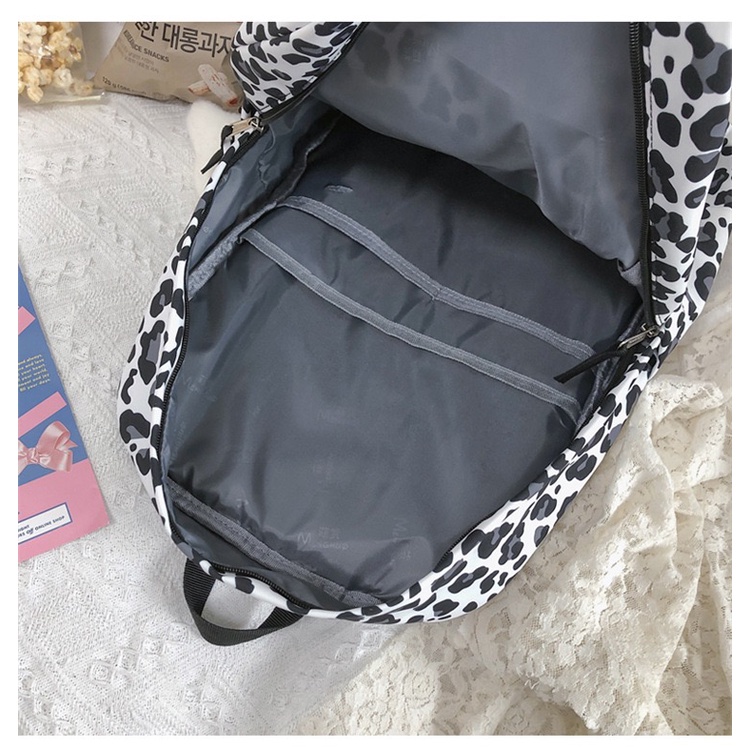 Mores Bag Tas ransel Nilon wanita Korean Nylon Print Leopard Laptop backpack Import Animal Print