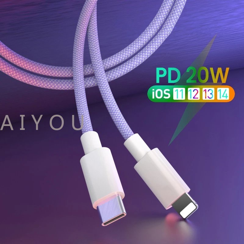 Pd 20W Kabel USB Untuk iPhone Tipe C Ke 8-Pin Charger Kabel Pengisian Cepat Untuk iPhone 13 Pro Max USB C Kabel Data Kawat 1M