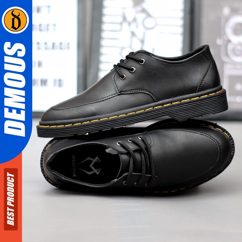 DEMOUS Autumn - Sepatu Loafers Docmart Formal Pantofel Kerja Hitam Pria