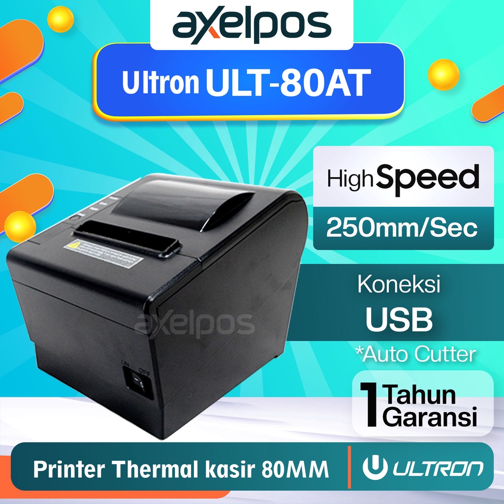 Jual PRINTER KASIR THERMAL 80MM ULT-80AT ULTRON KONEKSI USB AUTO CUTTER ...