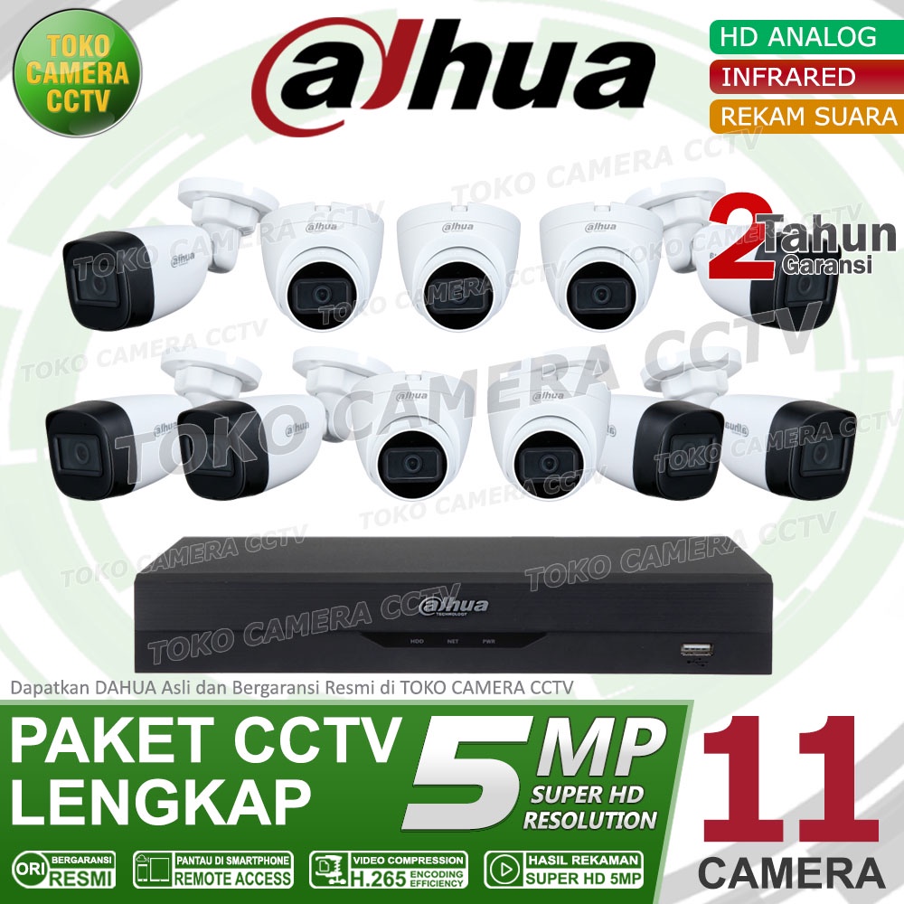 PAKET CCTV DAHUA 5MP AUDIO 16 CHANNEL 11 KAMERA