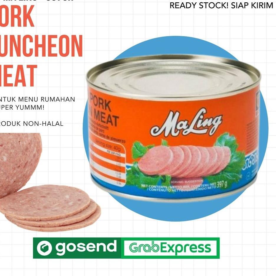 

⇞ Ma Ling Luncheon Pork 397 gr TTS Canned / Daging Ham Babi Maling / OPEN RESELLER / SIAP KIRIM ㆉ