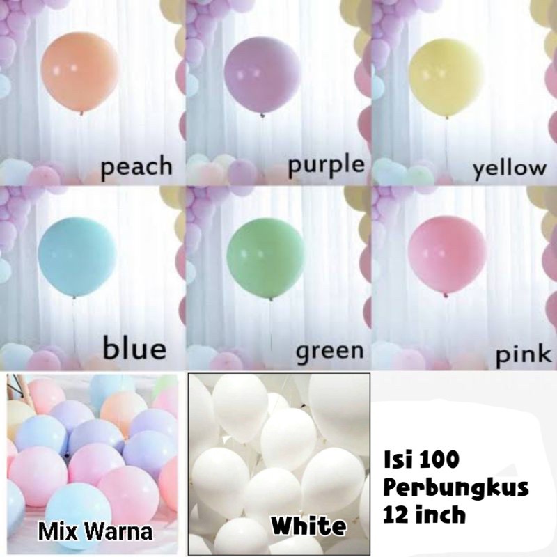 balon macaron 12 inch balon pastel 12&quot; macarons isi 100 dan 50