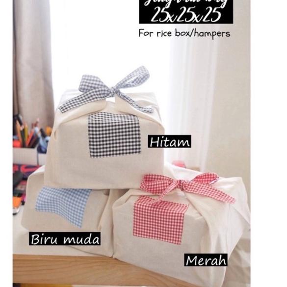 

ヹ GINGHAM BAG // Bag box nasi kotak 25x25x25 cm // Tas blacu box / Tas box nasi hampers // Tas hampers や
