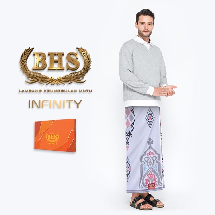 Sarung BHS Infinity Gold Motif PKE Putih Merah